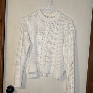 Elegant White Cable Knit Sweater